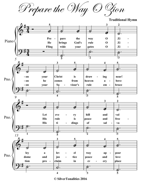 Prepare The Way O Zion Easy Piano Sheet Music Page 2