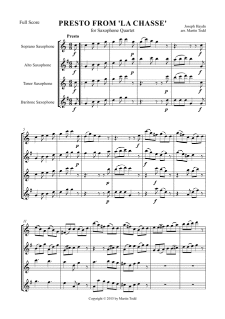 Presto From La Chasse For Advanced Saxophone Quartet Satb Page 2