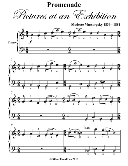 Promenade Pictures At An Exhibition Easy Piano Sheet Music Page 2