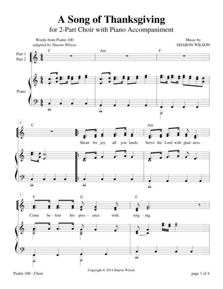 Psalm 100 A Song Of Thanksgiving For 2 Part Choir With Piano Accompaniment Page 2