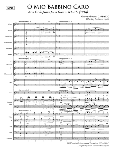 Puccini O Mio Babbino Caro Aria For Soprano Full Score And Parts With Rehearsal Piano Page 2