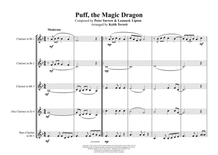 Puff The Magic Dragon For Clarinet Quintet Page 2
