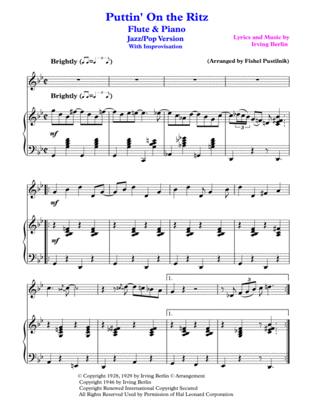 Puttin On The Ritz For Flute And Piano With Improvisation Page 2