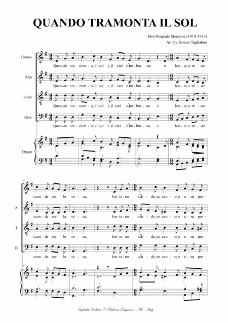 Quando Tramonta Il Sol Arr For Satb Choir And Organ Page 2