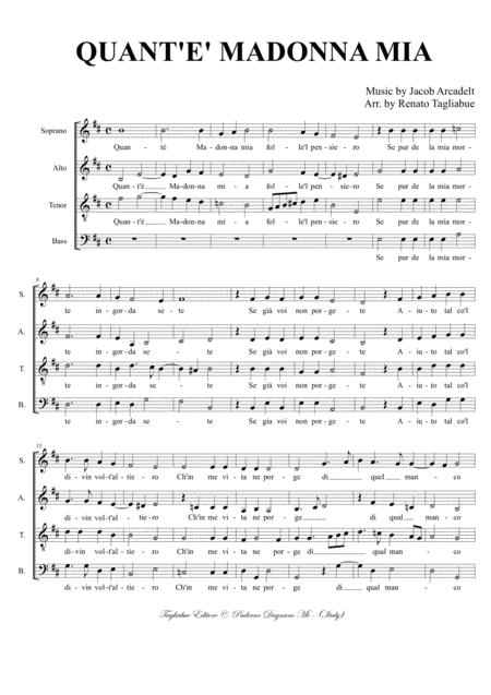 Quant E Madonna Mia Arcadelt For Satb Choir Page 2