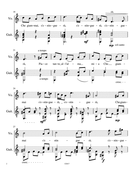 Quella Fiamma Conti Attrib To Marcello B For Voice And Guitar Page 2