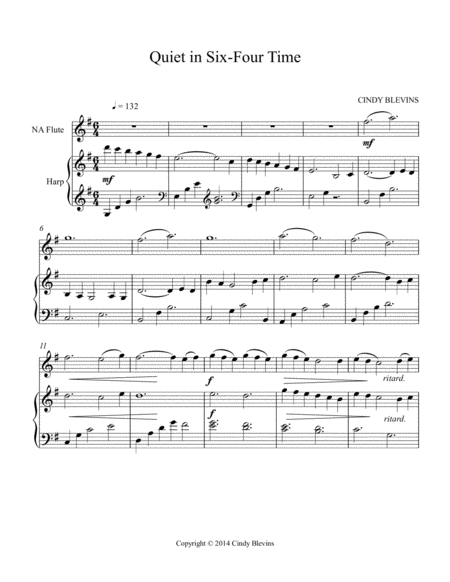 Quiet In Six Four Time Arranged For Harp And Native American Flute From My Book Gentility 24 Original Pieces For Harp And Native American Flute Page 2