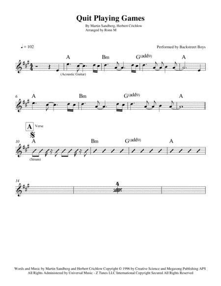 Quit Playing Games Lead Sheet Performed By Backstreet Boys Page 2