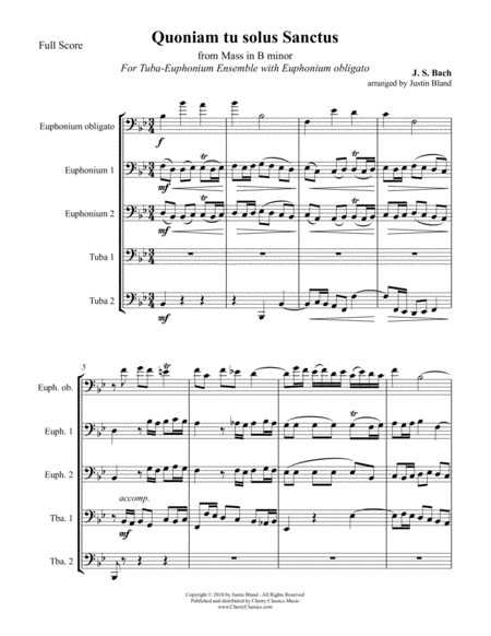 Quoniam Tu Solos Sanctus From The B Minor Mass For 5 Part Tuba Ensemble Page 2