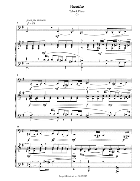 Rachmaninoff Vocalise For Tuba Piano Page 2