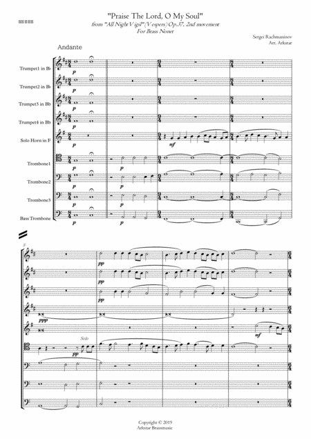 Rachmaninov Praise The Lord O My Soul For Brass Nonet From All Night Vigil Vespers 2nd Movement Page 2