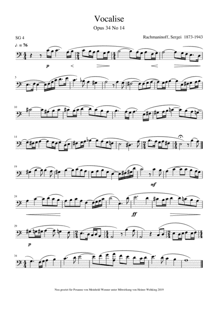 Rachmaninov Sergej Vocalise Opus 34 No 4 Rachmaninov Sergej Elegie Opus 3 No 1 2 Pieces For Trombone Posaune Page 2