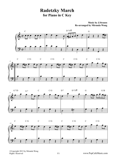 Radetzky March For Piano In C Key Page 2