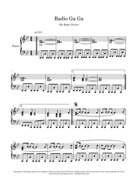 Radio Ga Ga Arranged For Easy Intermediate Piano Page 2