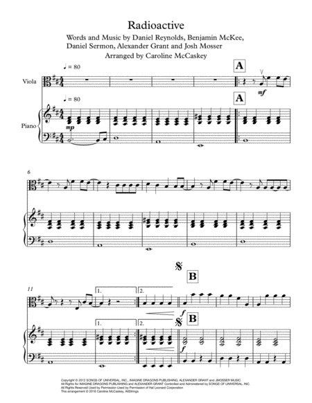 Radioactive Viola Solo Piano Accompaniment Page 2