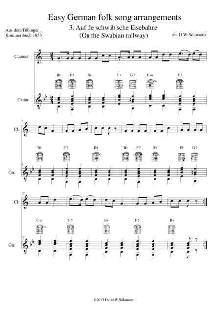 Railway Song Auf De Schwb Sche Eisebahne For Clarinet And Guitar Page 2