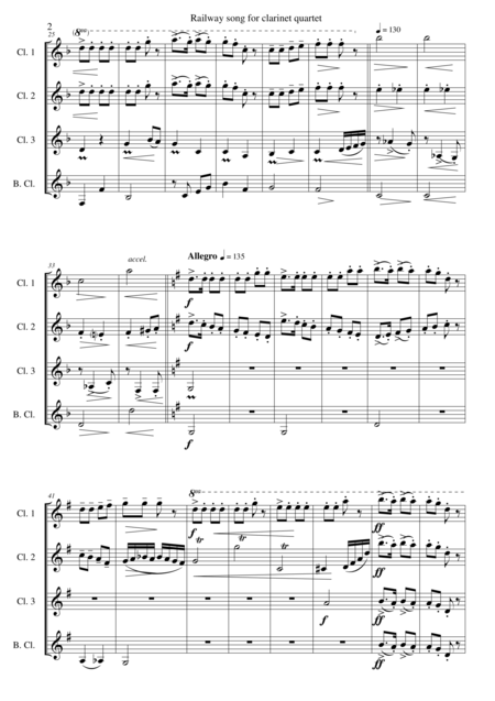 Railway Song Auf De Schwb Sche Eisebahne For Clarinet Quartet Page 2