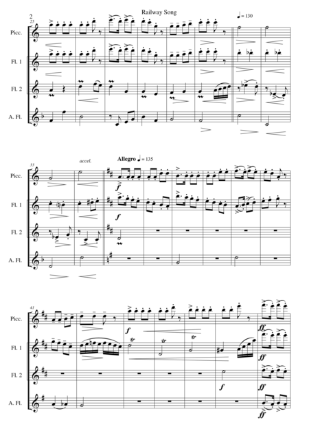 Railway Song Auf De Schwb Sche Eisebahne For Piccolo 2 Flutes Alto Flute Page 2