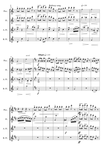 Railway Song Auf De Schwb Sche Eisebahne For Piccolo Flute Alto Flute And Bass Flute Page 2