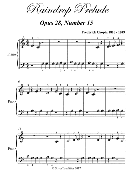 Raindrop Prelude Opus 28 Number 15 Beginner Piano Sheet Music Page 2