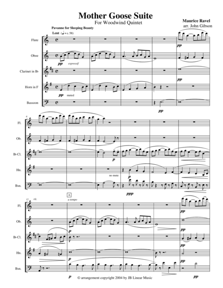 Ravel Mother Goose Suite Selections For Woodwind Quintet Page 2