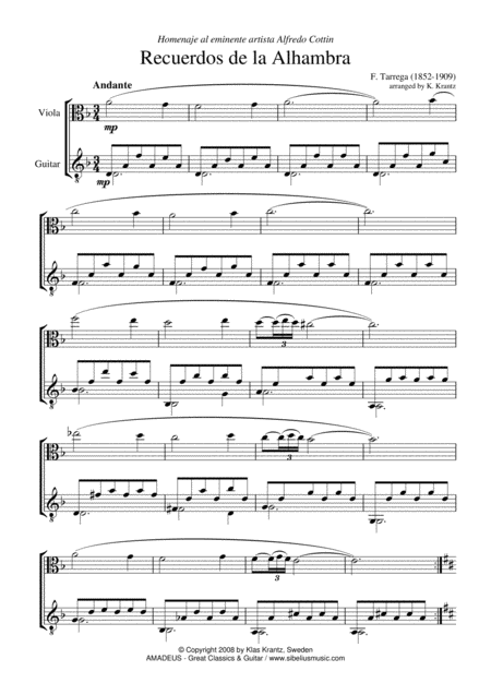 Recuerdos De La Alhambra For Viola And Guitar Page 2