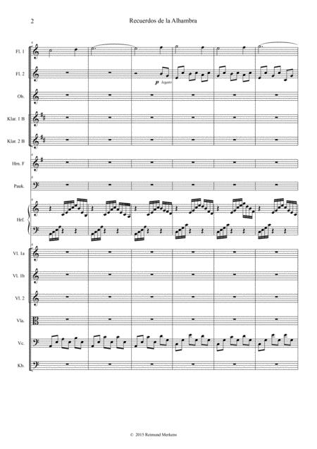 Recuerdos De La Alhambra Orchestra Version Conductor Score Page 2