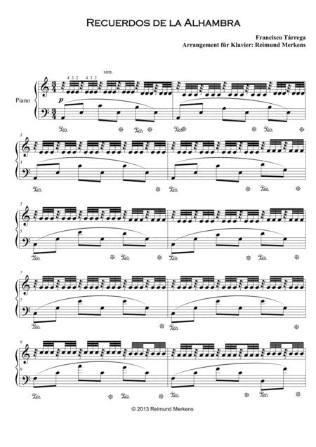 Recuerdos De La Alhambra Piano Version Page 2