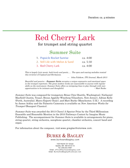 Red Cherry Lark Trumpet String Quartet Page 2