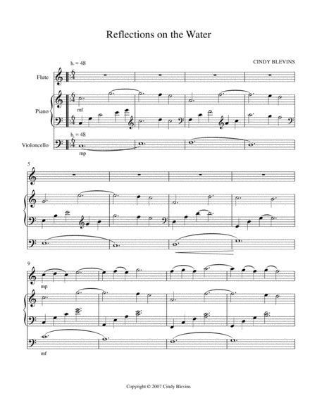 Reflections On The Water An Original Song For Piano And Flute With An Optional Cello Part Page 2