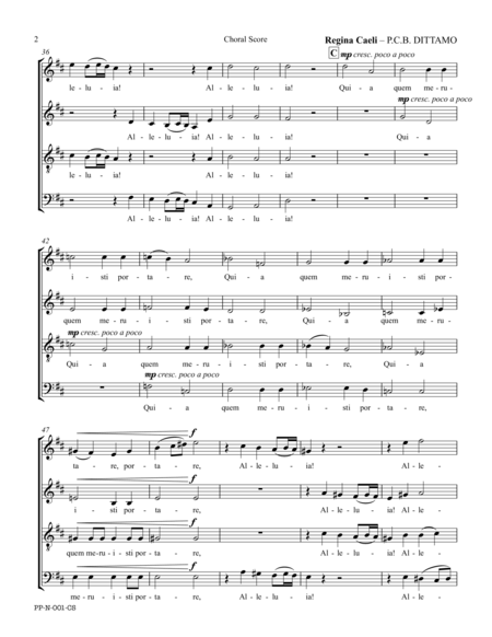 Regina Caeli Satb Choir Violins Organ Opt Timpani Choral Score Only Page 2