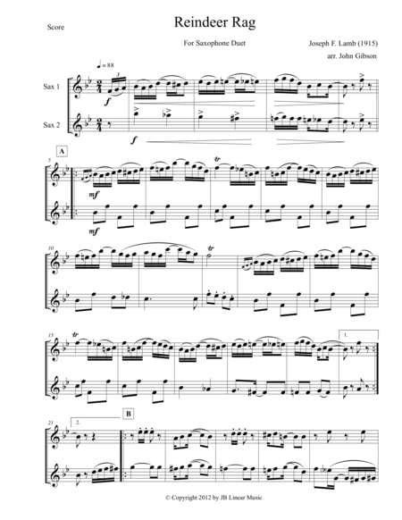 Reindeer Rag For Sax Duet Page 2