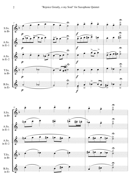 Rejoice Greatly O My Soul For Saxophone Quintet Page 2