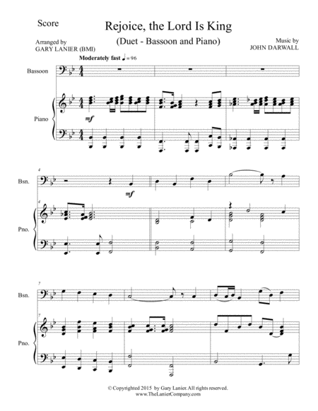 Rejoice The Lord Is King Bassoon With Piano Score Part Page 2