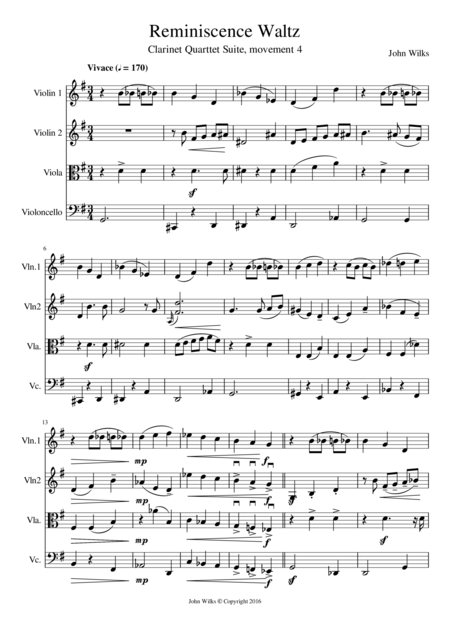 Reminiscence Waltz String Quartet Mov 4 Of String Suite Page 2