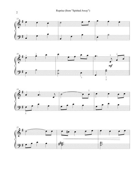 Reprise From Spirited Away Easy Piano Page 2