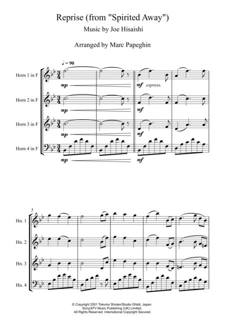 Reprise From Spirited Away French Horn Quartet Page 2