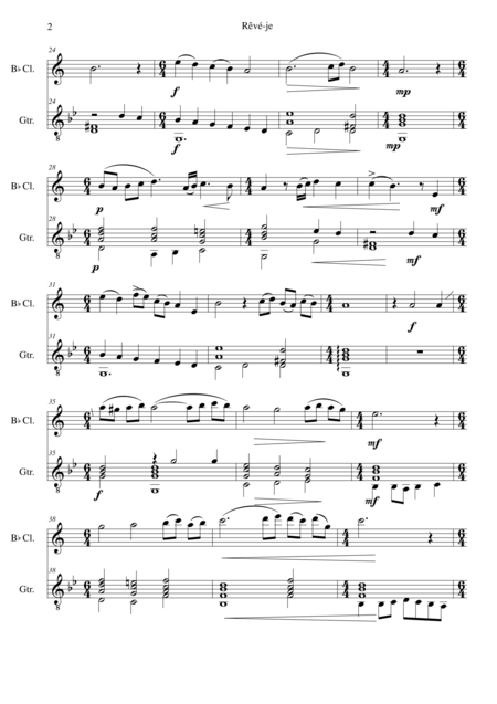 Reve Je For Clarinet And Guitar Page 2