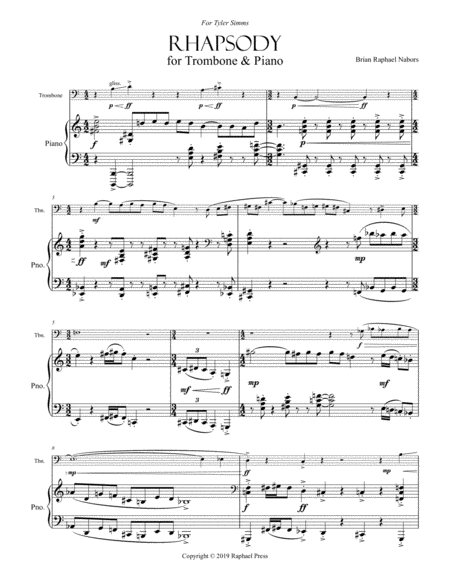 Rhapsody For Trombone And Piano Full Score Only Page 2