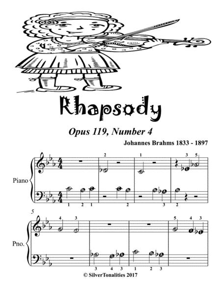 Rhapsody Opus 119 Number 4 Beginner Piano Sheet Music Page 2
