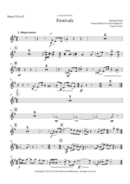 Richard Faith Lszl Veres Festivals For Concert Band Horn I Ii Part Page 2