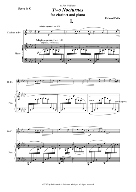 Richard Faith Two Nocturnes For Clarinet And Piano Page 2