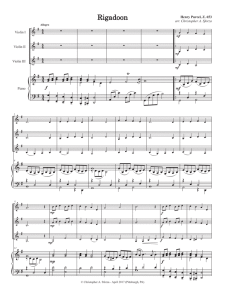 Rigadoon For Three Violins And Piano Page 2