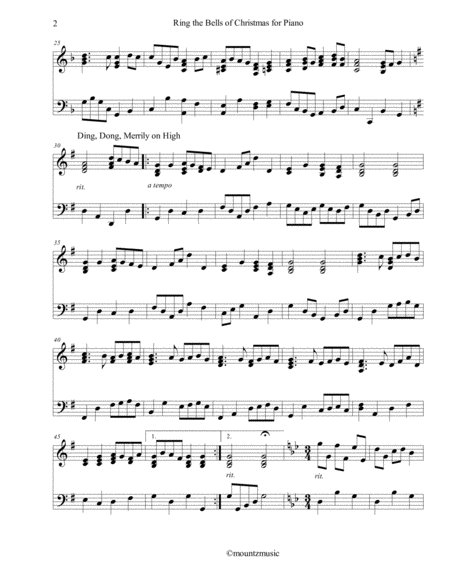 Ring The Bells Of Christmas For Piano Page 2