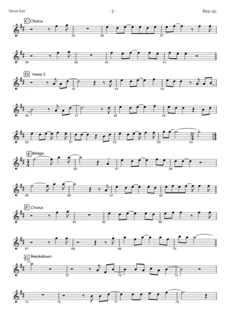 Rise Up From Teen Titans Go Tenor Saxophone Play Along Page 2