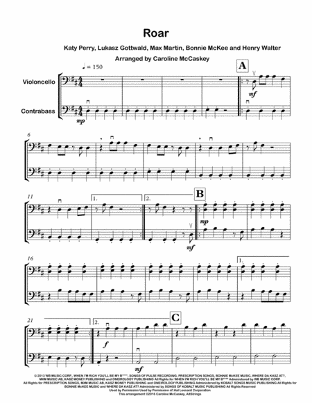 Roar Cello And Double Bass Duet Page 2