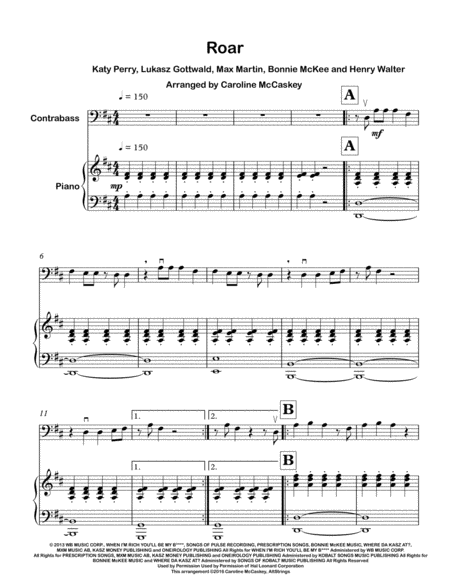 Roar Solo Double Bass Piano Accompaniment Page 2