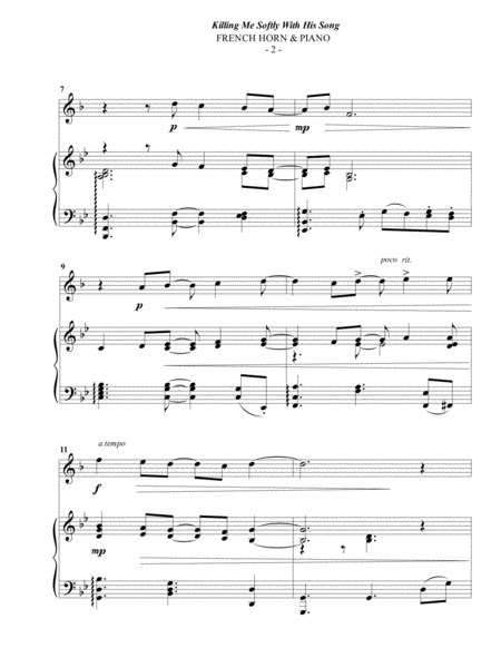 Roberta Flack Killing Me Softly With His Song For French Horn Piano Page 2