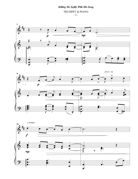 Roberta Flack Killing Me Softly With His Song For Trumpet Piano Page 2