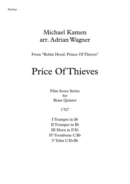 Robin Hood Prince Of Thieves Michael Kamen Brass Quintet Arr Adrian Wagner Page 2